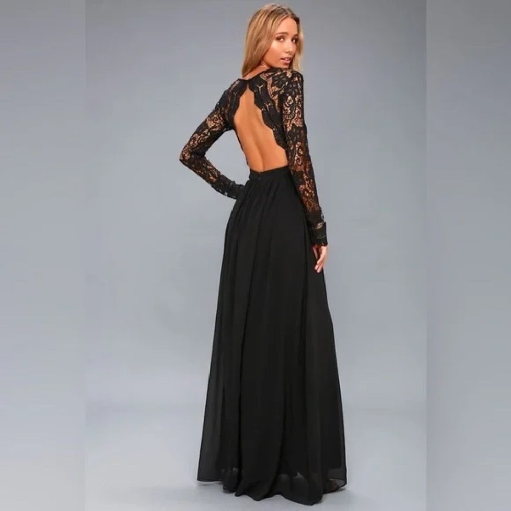 LULULS - Awaken My Love Black Long Sleeve Lace Maxi Dress - Picture 5 of 10